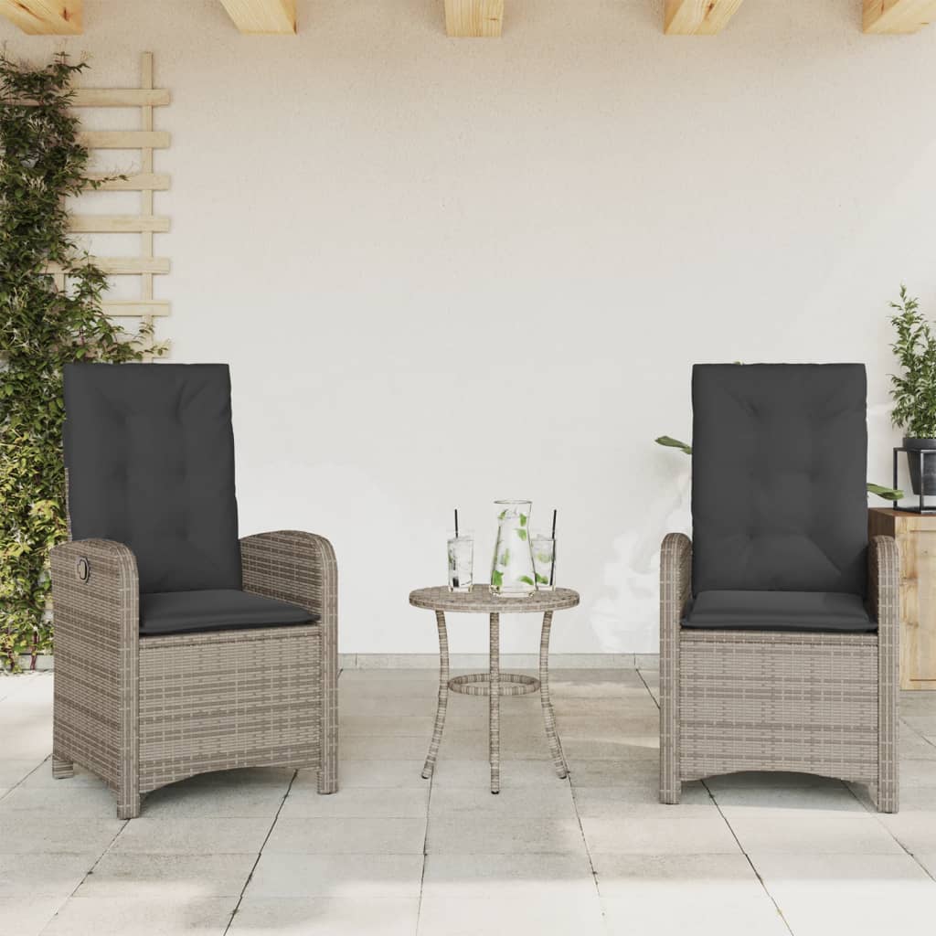 Sedie da Giardino Reclinabili 2 pz e Cuscini Grigia Polyrattan | homemem39
