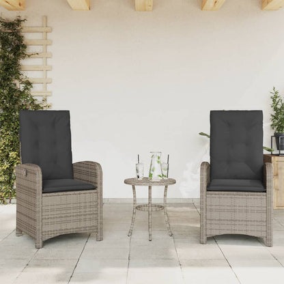 Sedie da Giardino Reclinabili 2 pz e Cuscini Grigia Polyrattan | homemem39