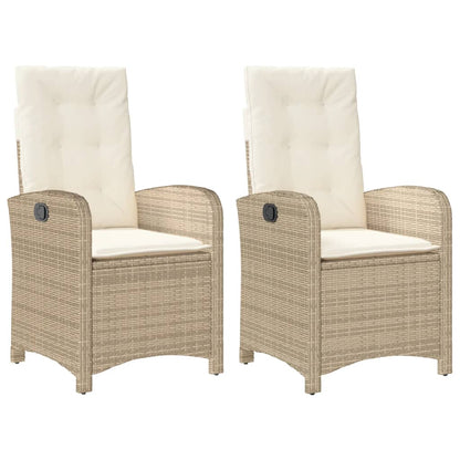 Sedie Reclinabili da Giardino 2pz con Cuscini Beige Polyrattan - homemem39