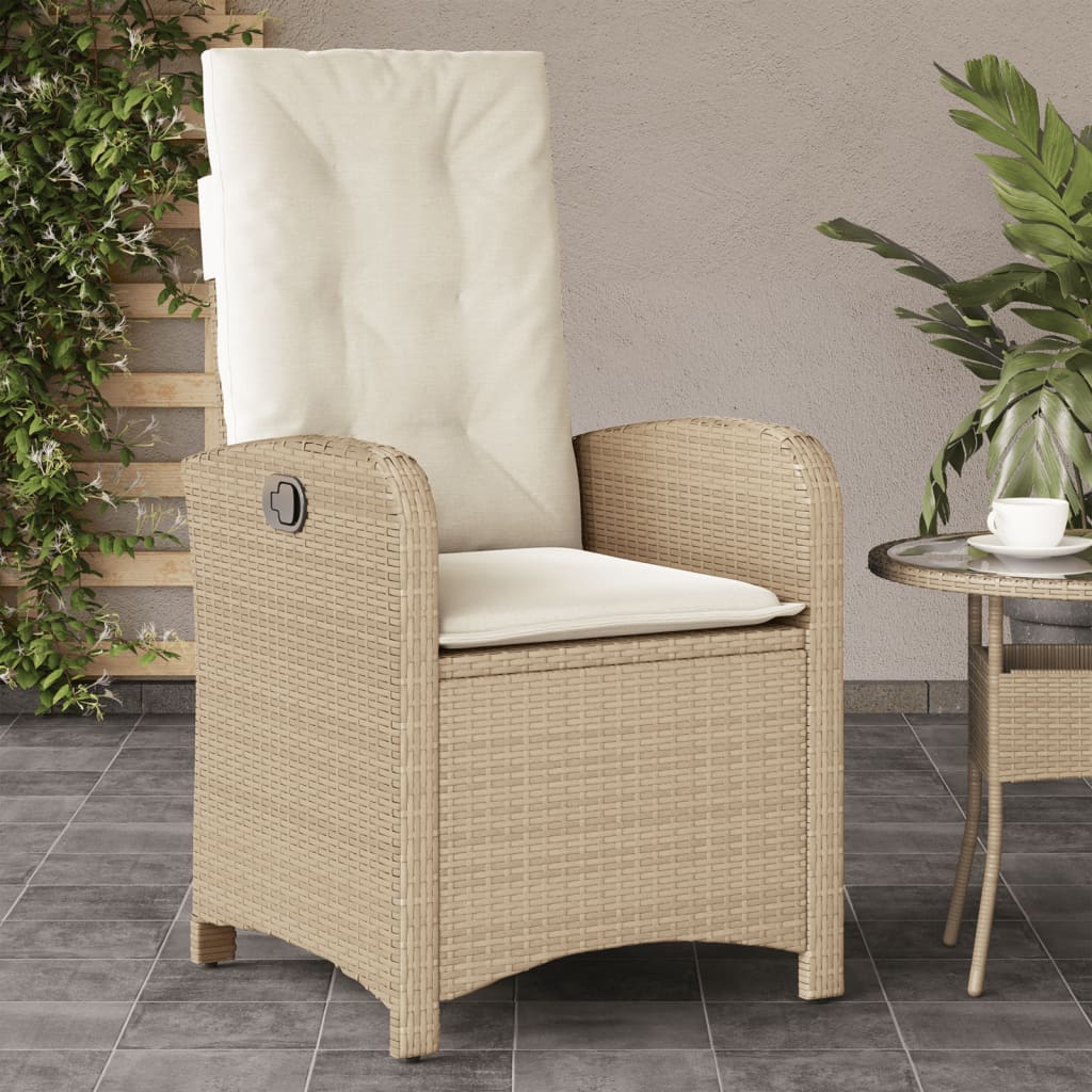 Sedie Reclinabili da Giardino 2pz con Cuscini Beige Polyrattan | homemem39