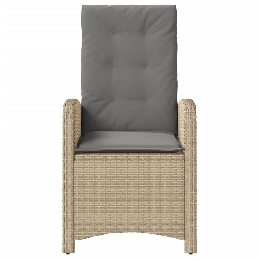 Sedie Reclinabili Giardino 2pz Cuscini Beige Misto Polyrattan