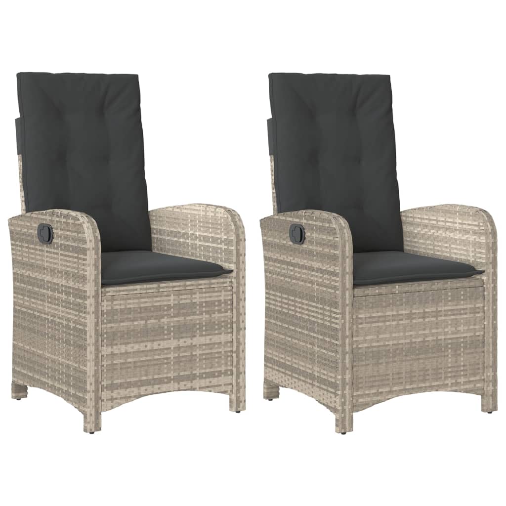 Sedie Reclinabili Giardino 2pz Cuscini Grigio Chiaro Polyrattan | homemem39