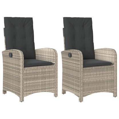 Sedie Reclinabili Giardino 2pz Cuscini Grigio Chiaro Polyrattan | homemem39