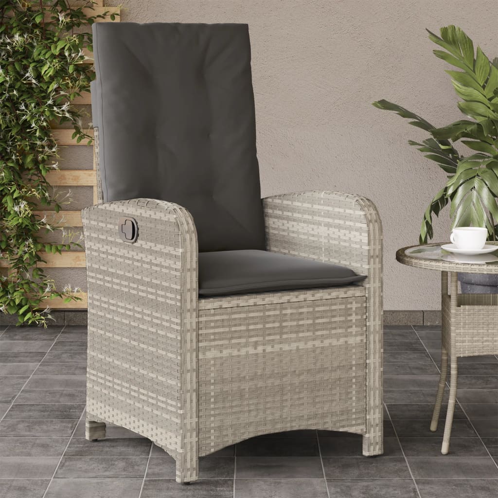 Sedie Reclinabili Giardino 2pz Cuscini Grigio Chiaro Polyrattan - homemem39