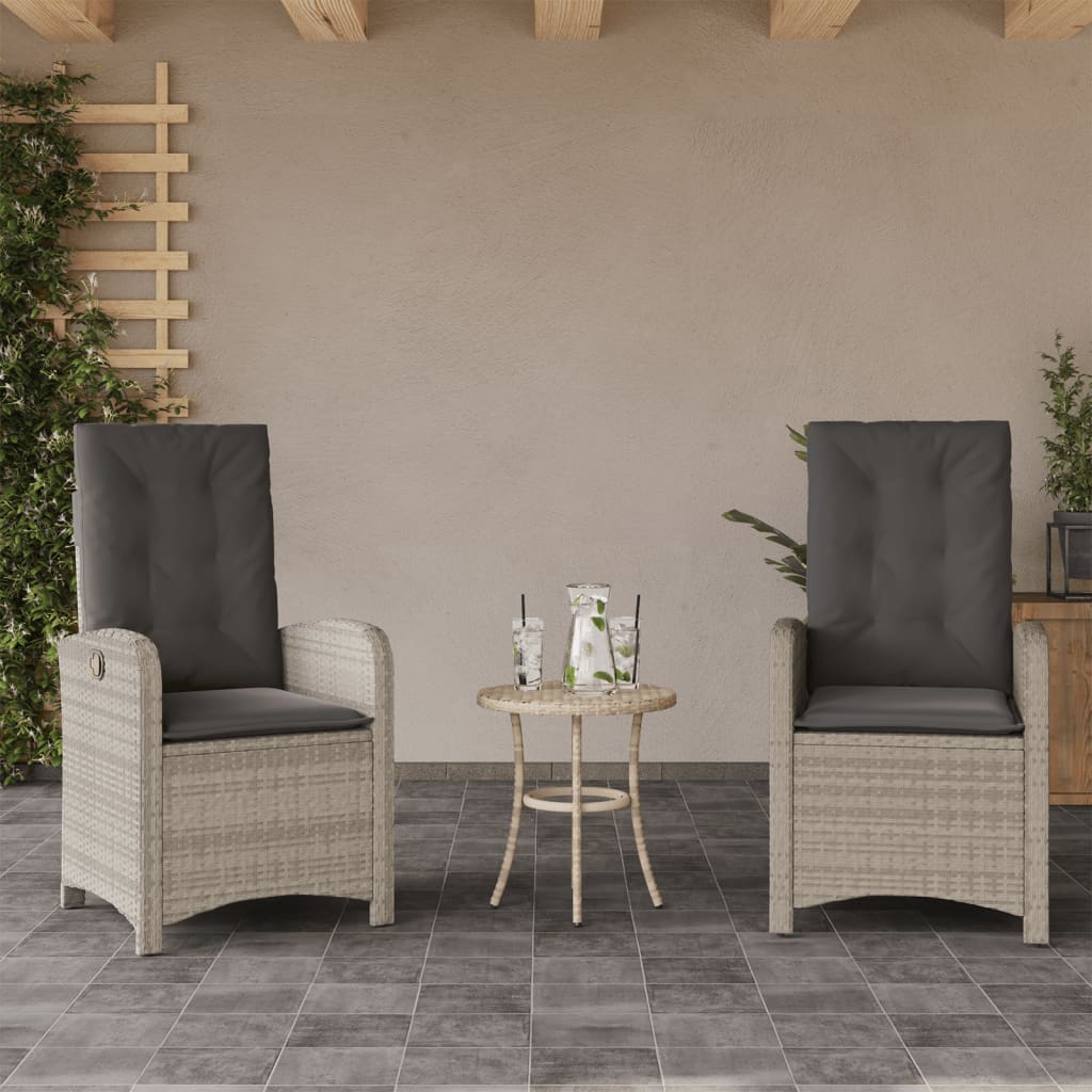 Sedie Reclinabili Giardino 2pz Cuscini Grigio Chiaro Polyrattan | homemem39