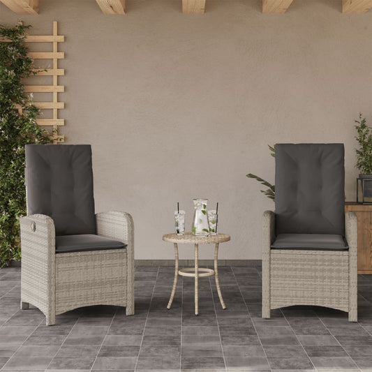 Sedie Reclinabili Giardino 2pz Cuscini Grigio Chiaro Polyrattan | homemem39
