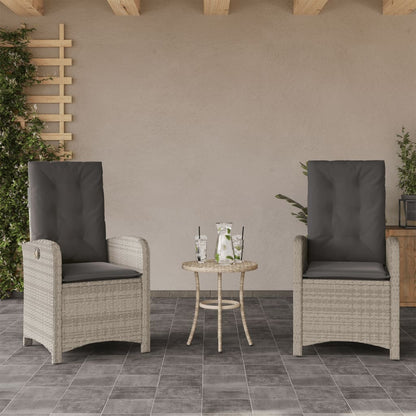 Sedie Reclinabili Giardino 2pz Cuscini Grigio Chiaro Polyrattan - homemem39