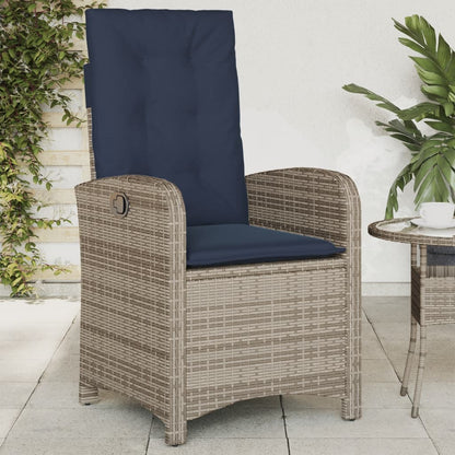 Sedie da Giardino Reclinabili 2 pz e Cuscini Grigio Polyrattan