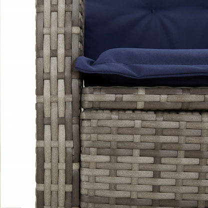 Sedie da Giardino Reclinabili 2 pz e Cuscini Grigio Polyrattan