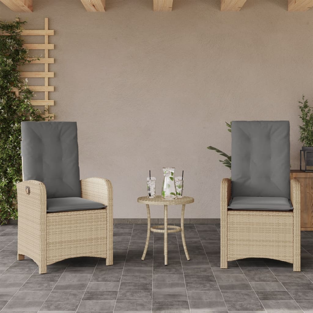 Set da Bistrò 3 pz con Cuscini Beige Misto in Polyrattan