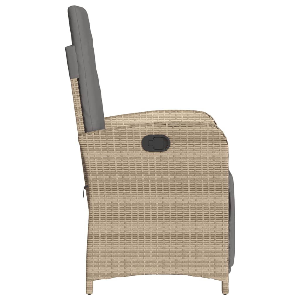 Sedia Reclinabile Giardino e Poggiapiedi Beige Misto Polyrattan - homemem39