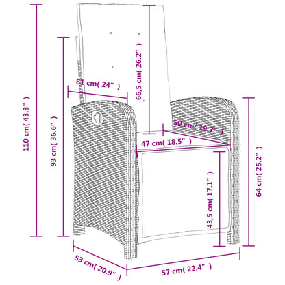 Sedia Reclinabile Giardino Poggiapiedi Grigio Chiaro Polyrattan - homemem39