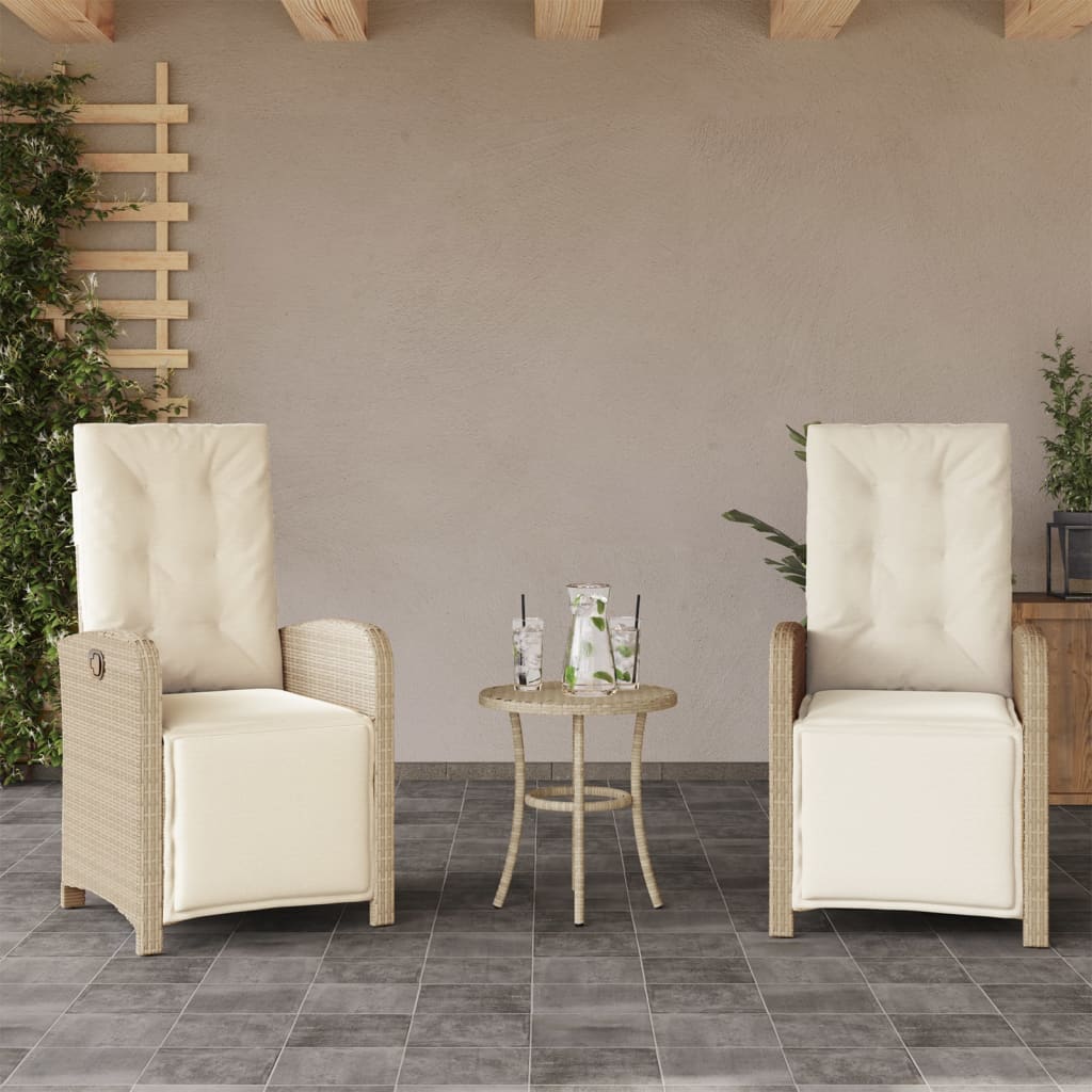 Sedie da Giardino Reclinabili 2 pz con Poggiapiedi Polyrattan - homemem39