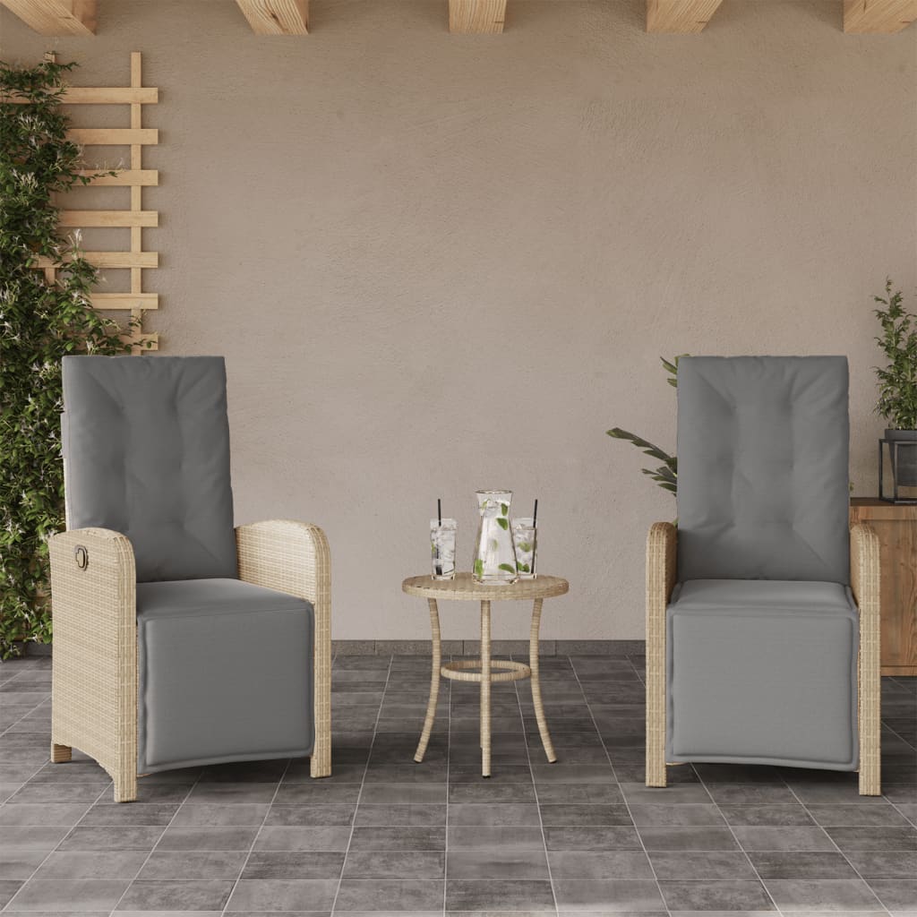 Set da Bistrò 3 pz con Cuscini Beige Misto in Polyrattan