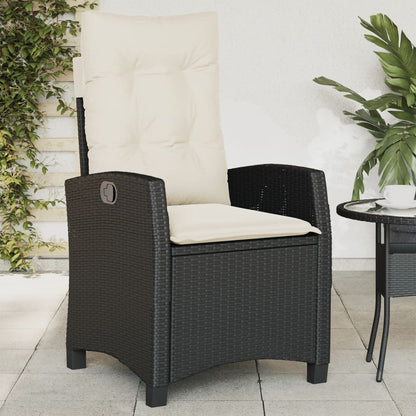 Sedia Reclinabile da Giardino con Cuscini Nera in Polyrattan - homemem39