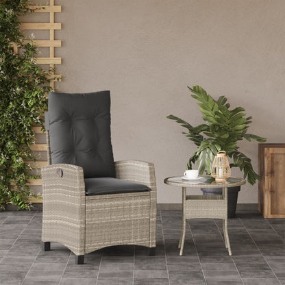 Sedia Reclinabile Giardino con Cuscini Grigio Chiaro Polyrattan