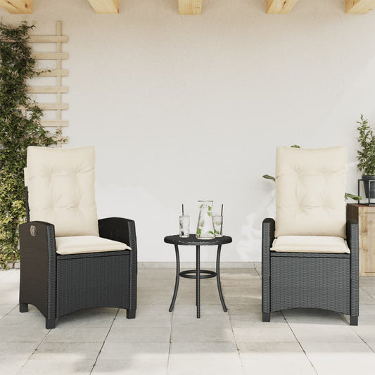 Sedie Reclinabili da Giardino 2 pz con Cuscini Nero Polyrattan | homemem39