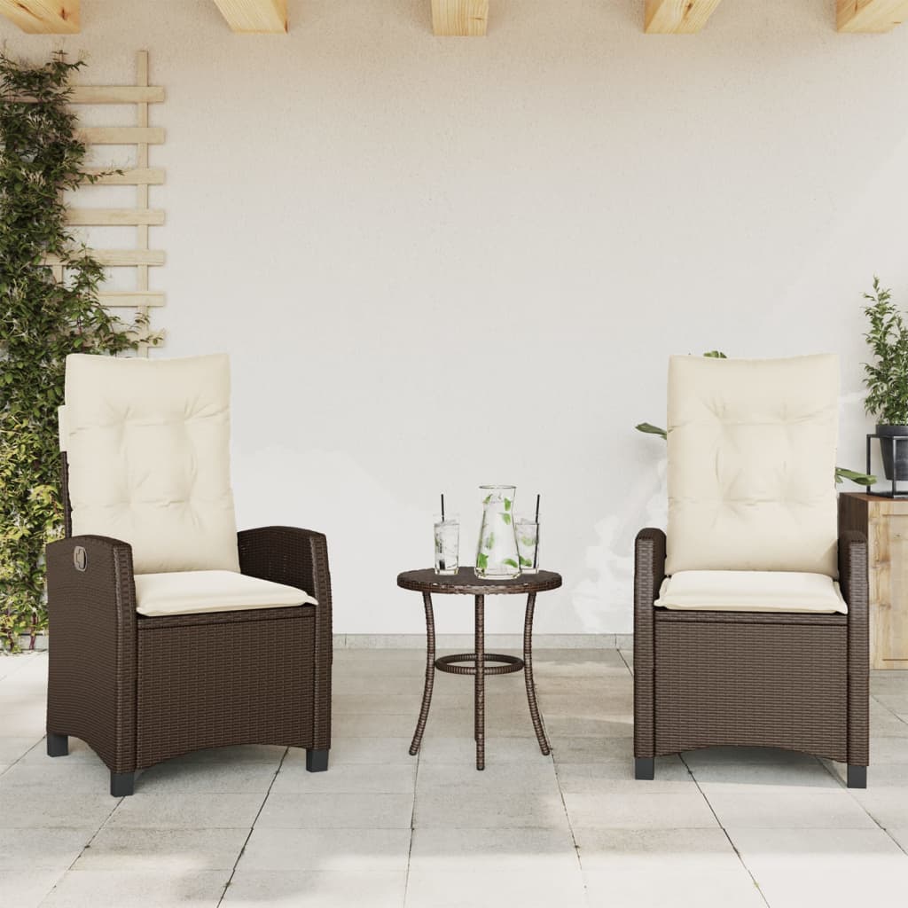 Sedie Reclinabili Giardino 2pz con Cuscini Marrone Polyrattan - homemem39