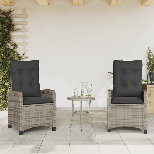 Sedie da Giardino Reclinabili 2 pz e Cuscini Grigio Polyrattan | homemem39
