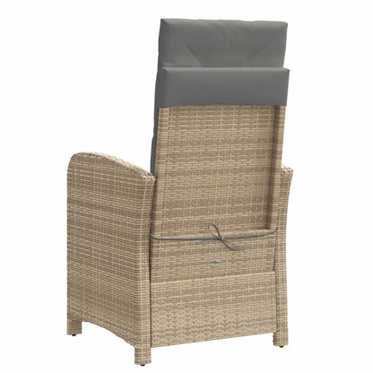 Sedia Reclinabile Giardino e Poggiapiedi Beige Misto Polyrattan