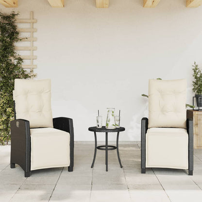 Set da Bistrò 3 pz con Cuscini Nero in Polyrattan