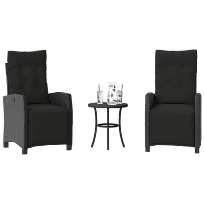 Set da Bistrò 3 pz con Cuscini Nero in Polyrattan