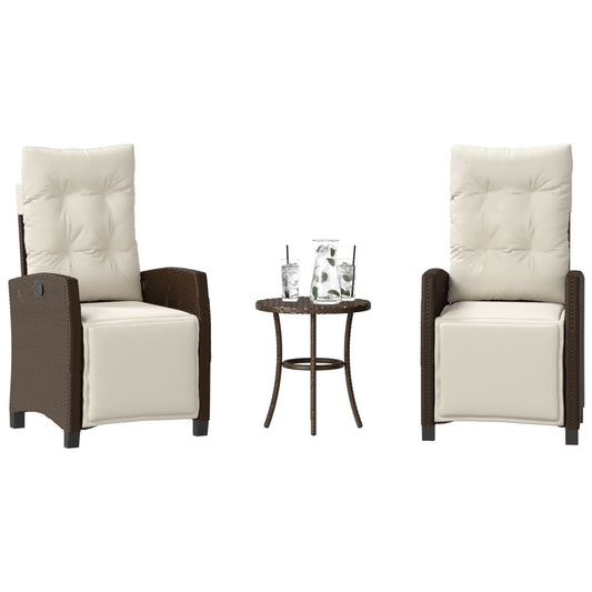 Set Bistrò 3 pz con Cuscini Marrone in Polyrattan