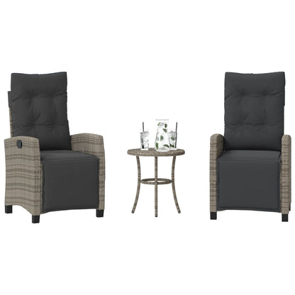Set da Bistrò 3 pz con Cuscini Grigio in Polyrattan