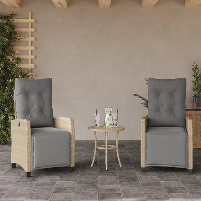 Set da Bistrò 3 pz con Cuscini Beige Misto in Polyrattan
