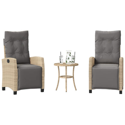 Set da Bistrò 3 pz con Cuscini Beige Misto in Polyrattan