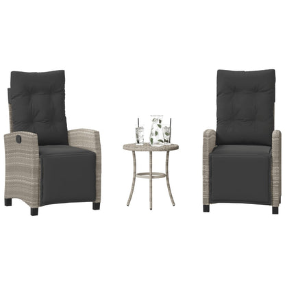Set da Bistrò 3 pz con Cuscini Grigio Chiaro in Polyrattan