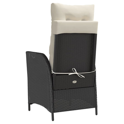 Sedia Reclinabile da Giardino con Cuscini Nera in Polyrattan | homemem39