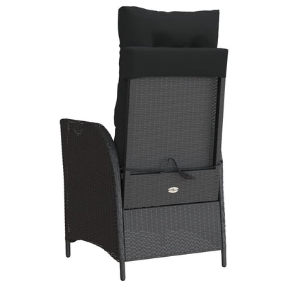 Sedia Reclinabile da Giardino con Cuscini Nera in Polyrattan | homemem39