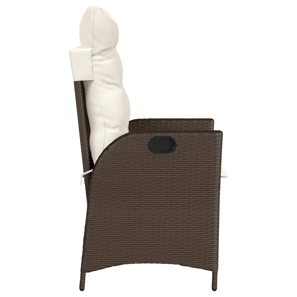 Sedia Reclinabile da Giardino con Cuscini Marrone in Polyrattan | homemem39