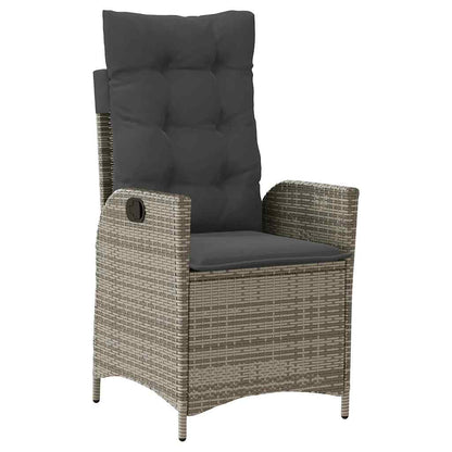 Sedia Reclinabile da Giardino con Cuscini Grigia in Polyrattan | homemem39