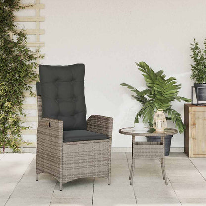 Sedia Reclinabile da Giardino con Cuscini Grigia in Polyrattan | homemem39