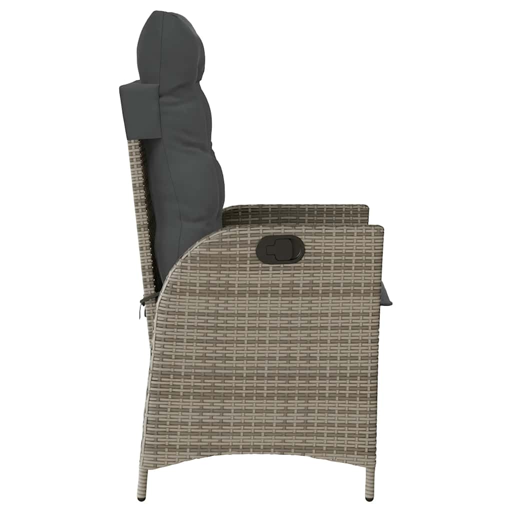Sedia Reclinabile da Giardino con Cuscini Grigia in Polyrattan - homemem39