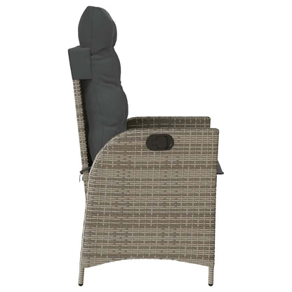 Sedia Reclinabile da Giardino con Cuscini Grigia in Polyrattan - homemem39