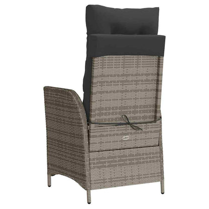 Sedia Reclinabile da Giardino con Cuscini Grigia in Polyrattan | homemem39