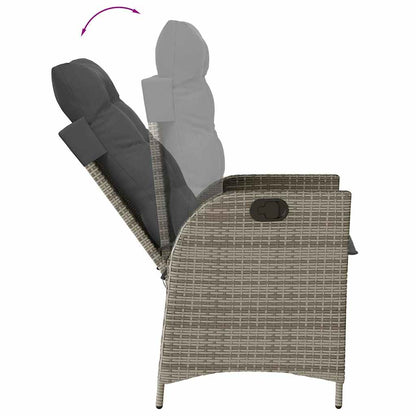 Sedia Reclinabile da Giardino con Cuscini Grigia in Polyrattan - homemem39