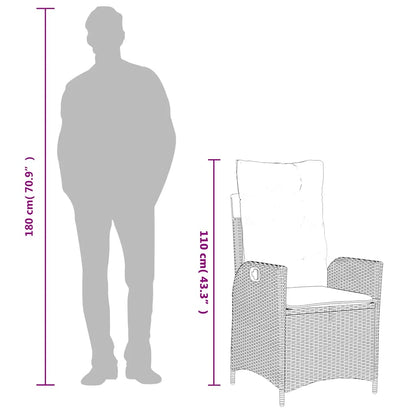 Sedia Reclinabile da Giardino con Cuscini Grigia in Polyrattan | homemem39