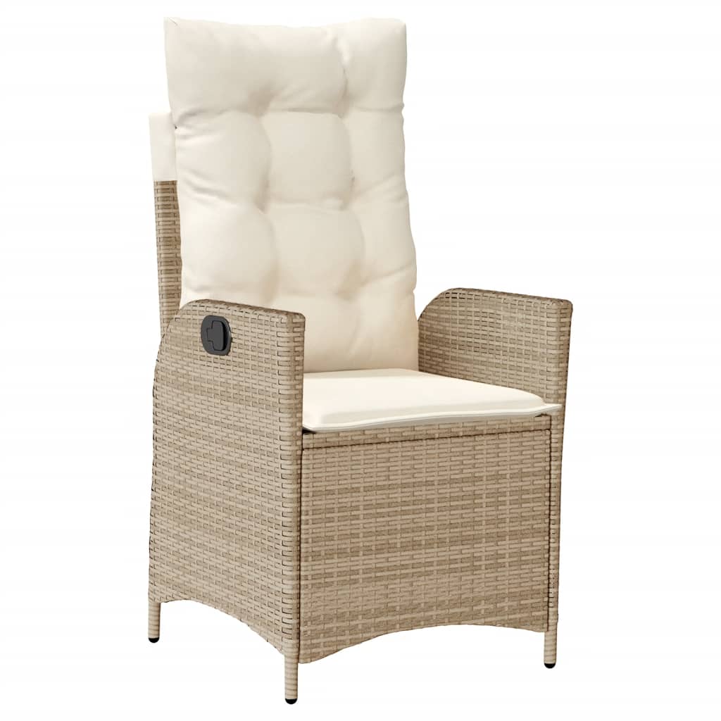 Sedia Reclinabile da Giardino con Cuscini Beige in Polyrattan - homemem39
