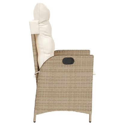 Sedia Reclinabile da Giardino con Cuscini Beige in Polyrattan | homemem39