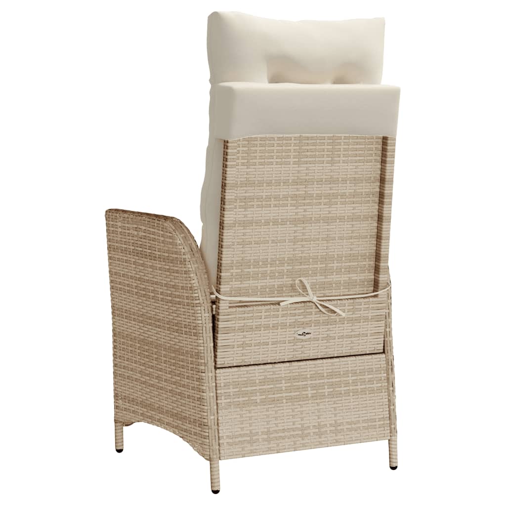 Sedia Reclinabile da Giardino con Cuscini Beige in Polyrattan - homemem39