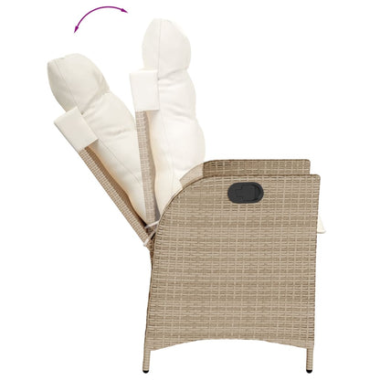 Sedia Reclinabile da Giardino con Cuscini Beige in Polyrattan - homemem39