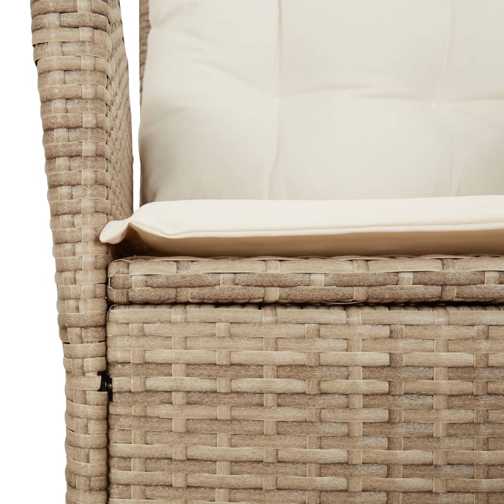 Sedia Reclinabile da Giardino con Cuscini Beige in Polyrattan - homemem39