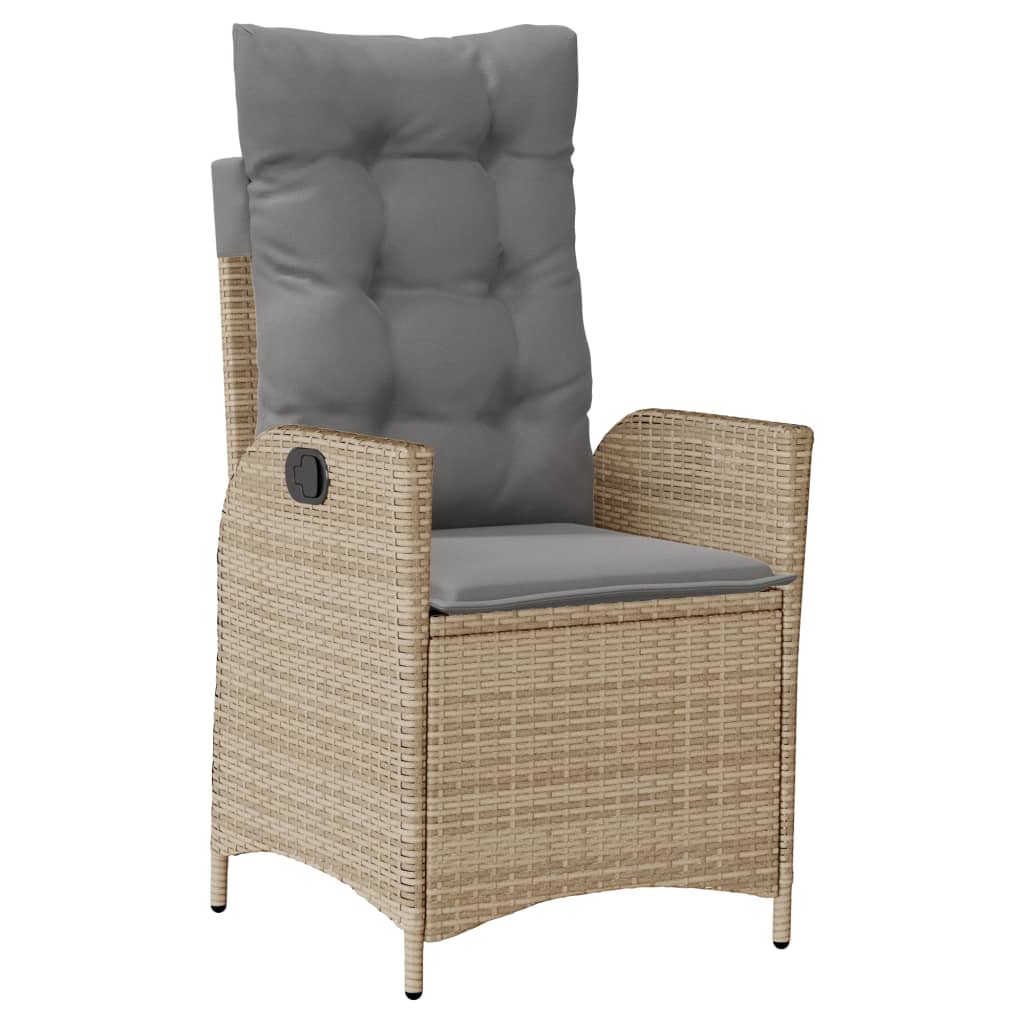Sedia Reclinabile Giardino con Cuscini Beige Misto Polyrattan - homemem39
