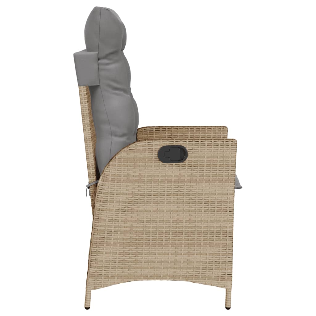Sedia Reclinabile Giardino con Cuscini Beige Misto Polyrattan | homemem39