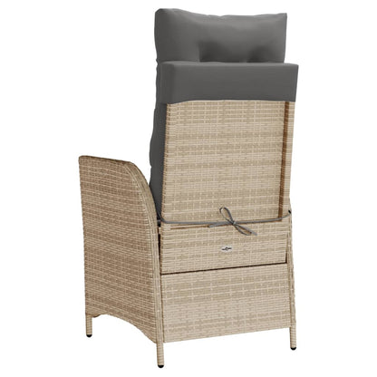 Sedia Reclinabile Giardino con Cuscini Beige Misto Polyrattan - homemem39