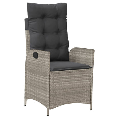 Sedia Reclinabile Giardino con Cuscini Grigio Chiaro Polyrattan - homemem39